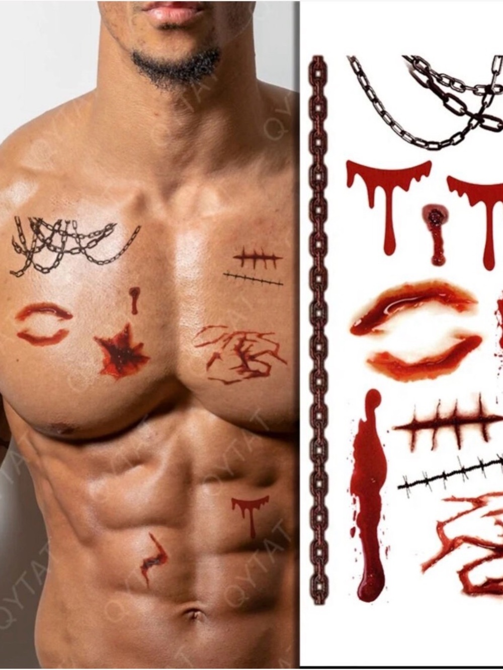 Temporary Halloween Scar & Blood Tattoo Stickers